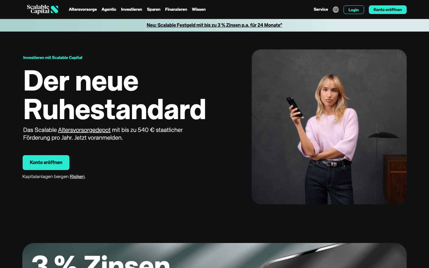 Scalable Capital Startseite Screenshot