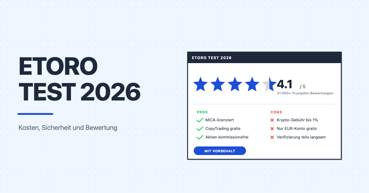 eToro Test 2026: 4.1 von 5 Sternen, MiCA-lizenziert, mit Vorbehalt